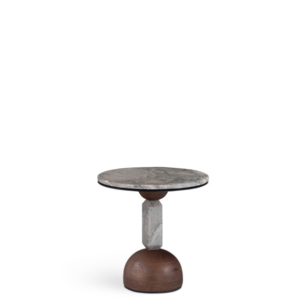Flange End Table Metal, Stone, Veneer Fragment House.