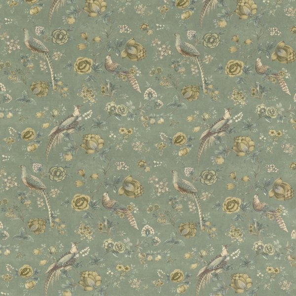 Pompadour Sage Linen Fabric by Fragment House.