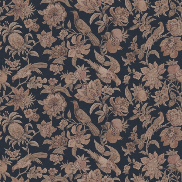 Etera Deep Slate Blue Linen Fabric by Fragment House.