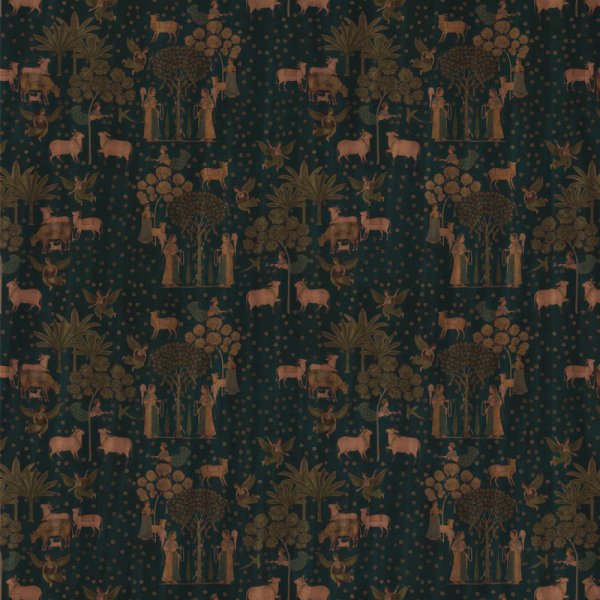 Murmur Midnight Blue Cotton Fabric by Fragment House.