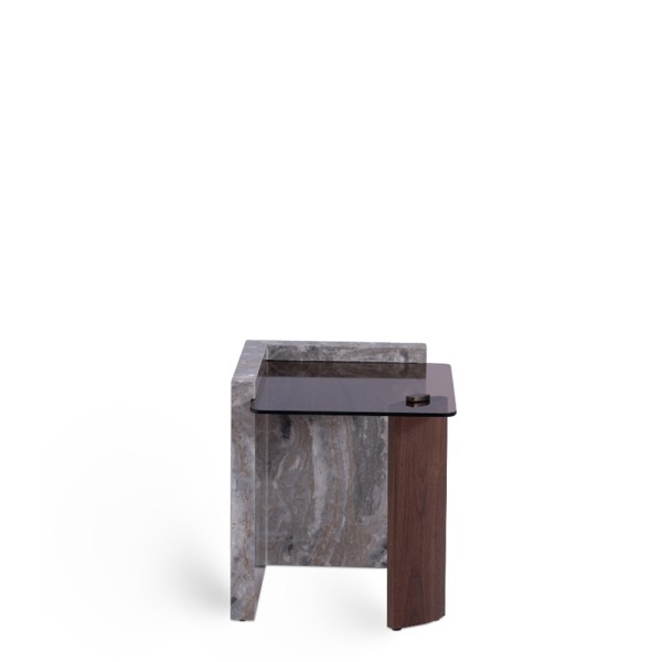 Cersei End Table Glass, Metal, Stone Fragment House.