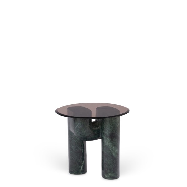 Bran End Table Glass, Metal, Stone Fragment House.