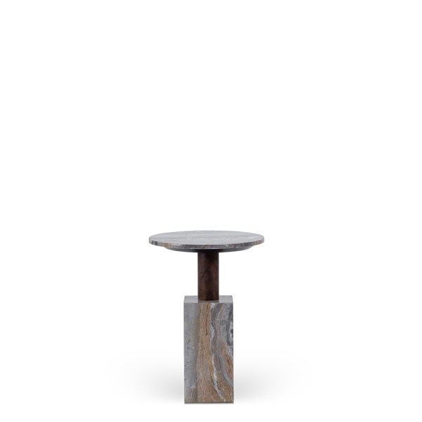 Mei End Table Metal, Stone, Veneer Fragment House.